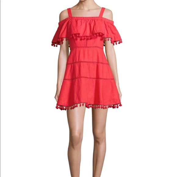 Red Carter Aster Pom Pom trim dress - Picture 1 of 3